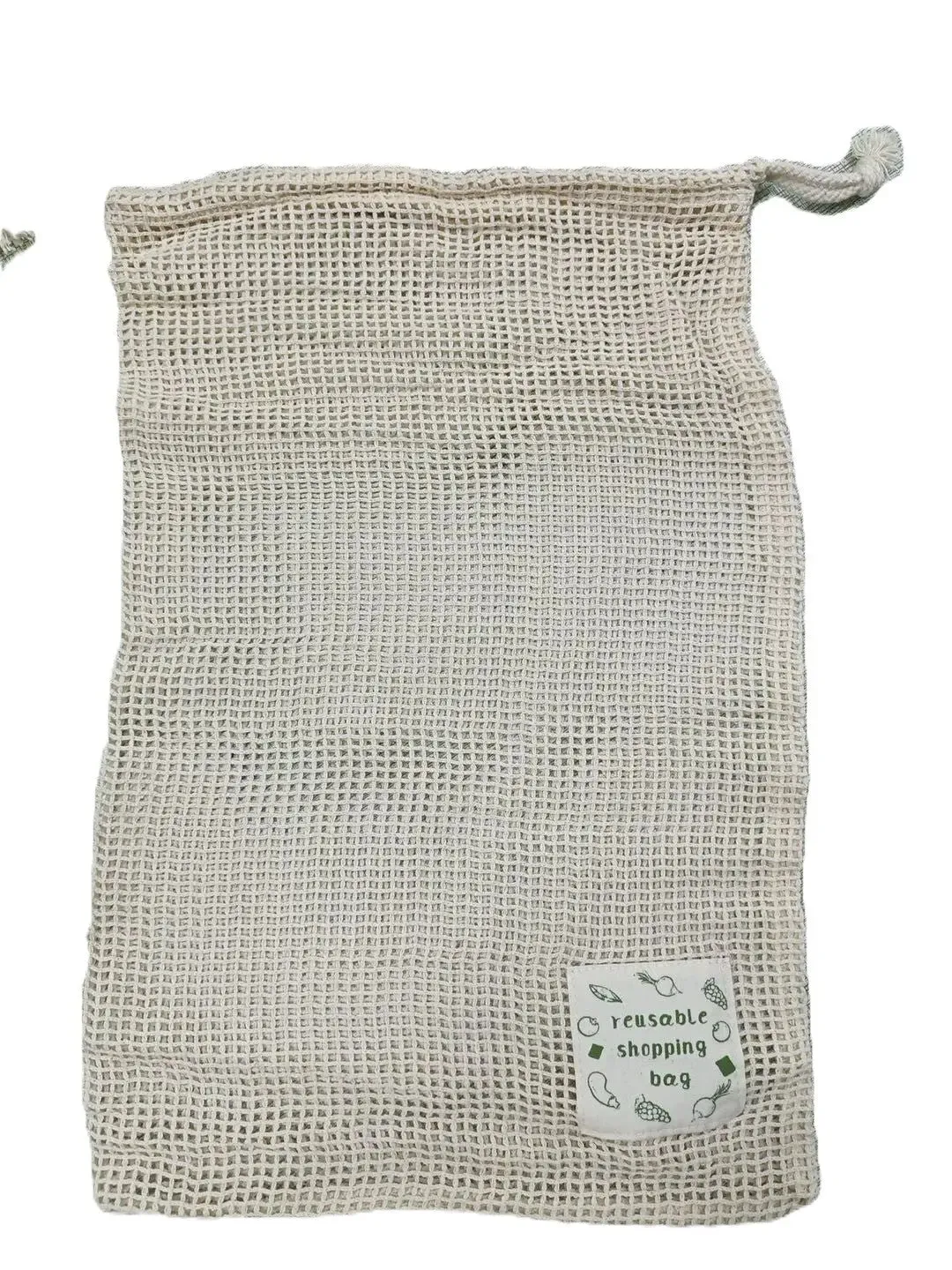 100% Biodegradable Organic Cotton Fruit Mesh Grocery Shopping Bag