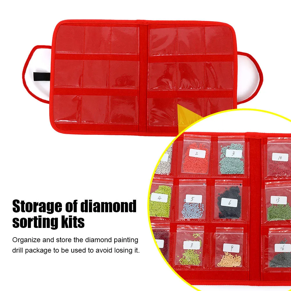 18 Pocket Diamond Painting Drill Storage Handbag Felt DIY Mosaic Bead Bags