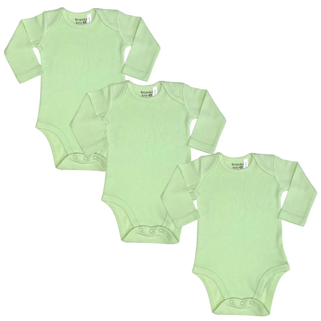 3 PACK of Plain Green Long Sleeve Bodysuit