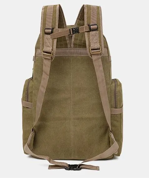 60L Large Canvas Camping Hiking Backpack