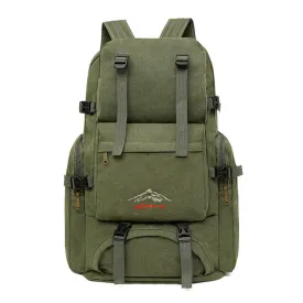 60L Large Canvas Camping Hiking Backpack