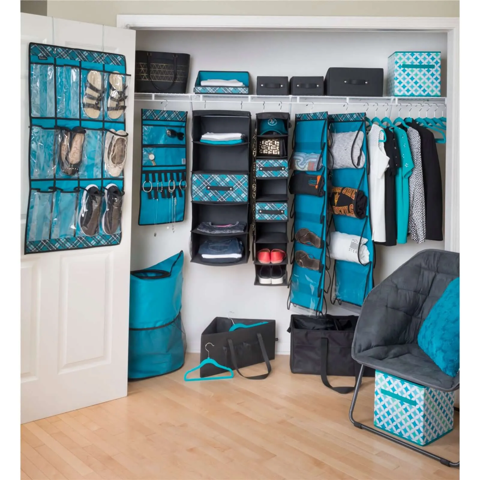 8-Pocket Cubby - Teal Plaid