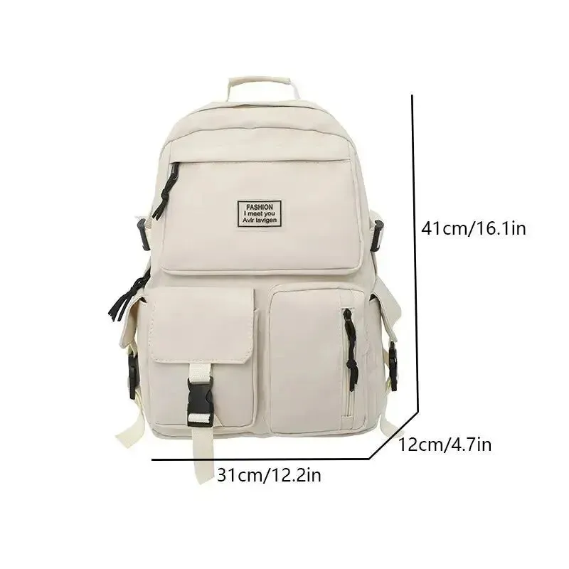 A Load Of Multi-pocket Men and Women Universal Nylon Large-capacity Leisure Simple Schoolbag Insert Buckle Computer Backpack