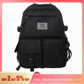 A Load Of Multi-pocket Men and Women Universal Nylon Large-capacity Leisure Simple Schoolbag Insert Buckle Computer Backpack