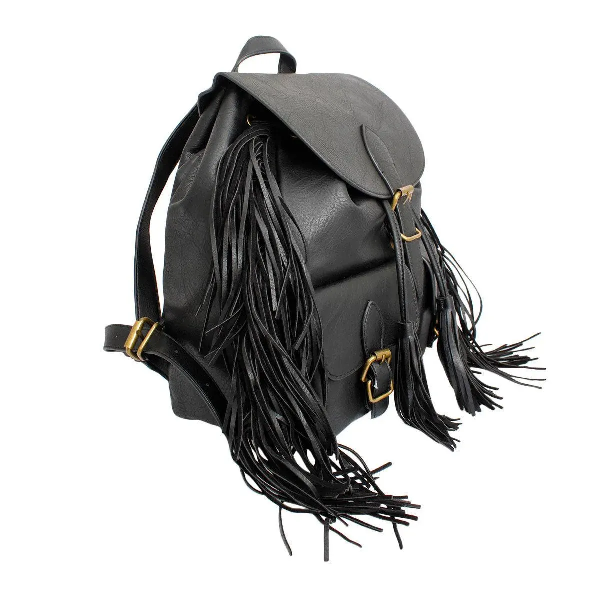 Black Soft Grain Vegan Faux Leather Women’s Backpack