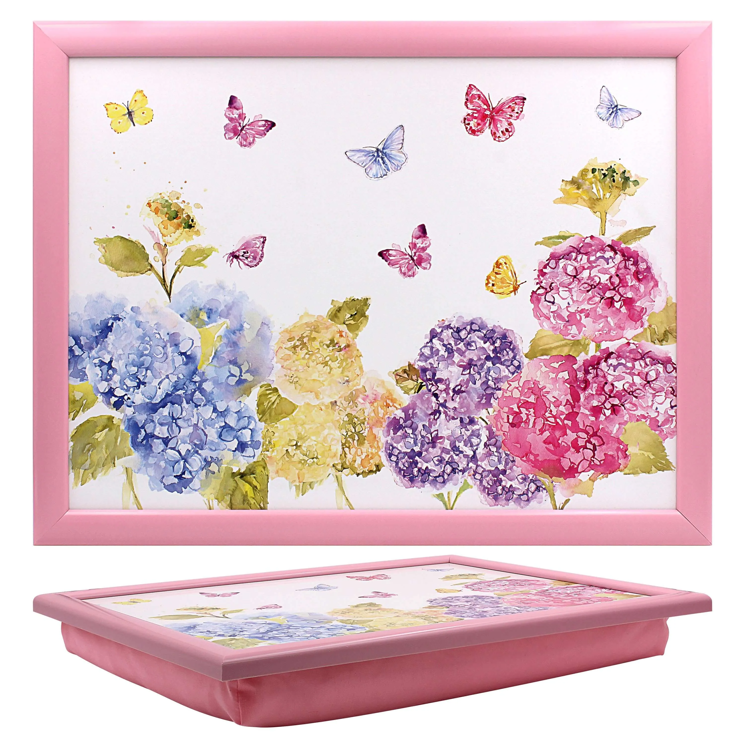 Butterfly & Hydrangea Lap Tray Bean Bag Serving Tray