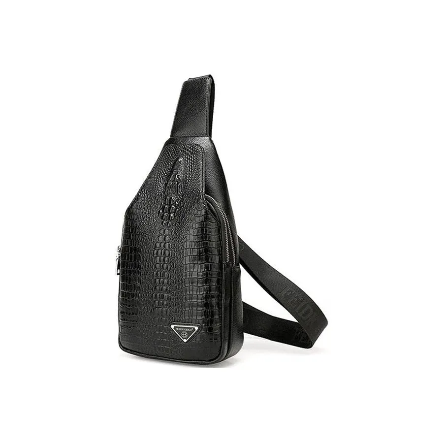 CrocLuxe Exotic Croc-Print Single Strap Sling Backpack