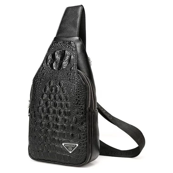 CrocLuxe Exotic Croc-Print Single Strap Sling Backpack