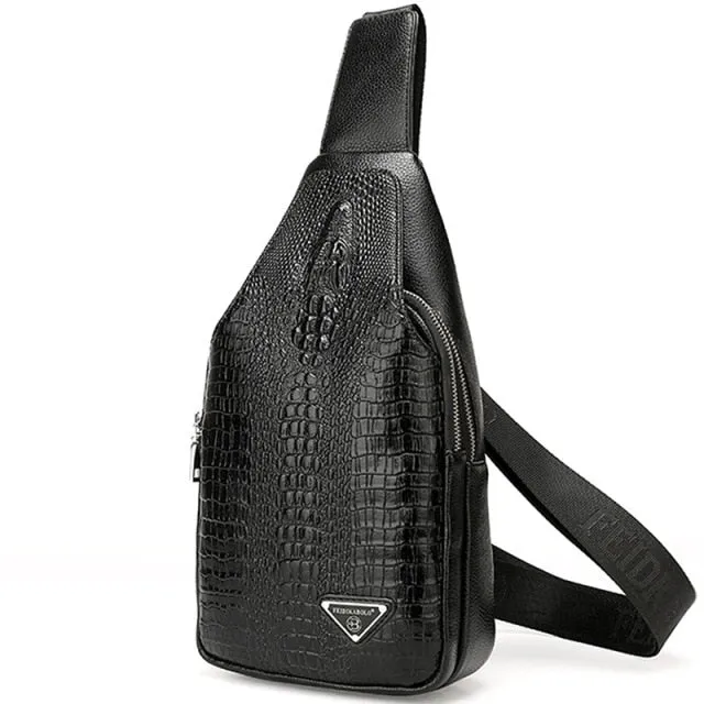 CrocLuxe Exotic Croc-Print Single Strap Sling Backpack