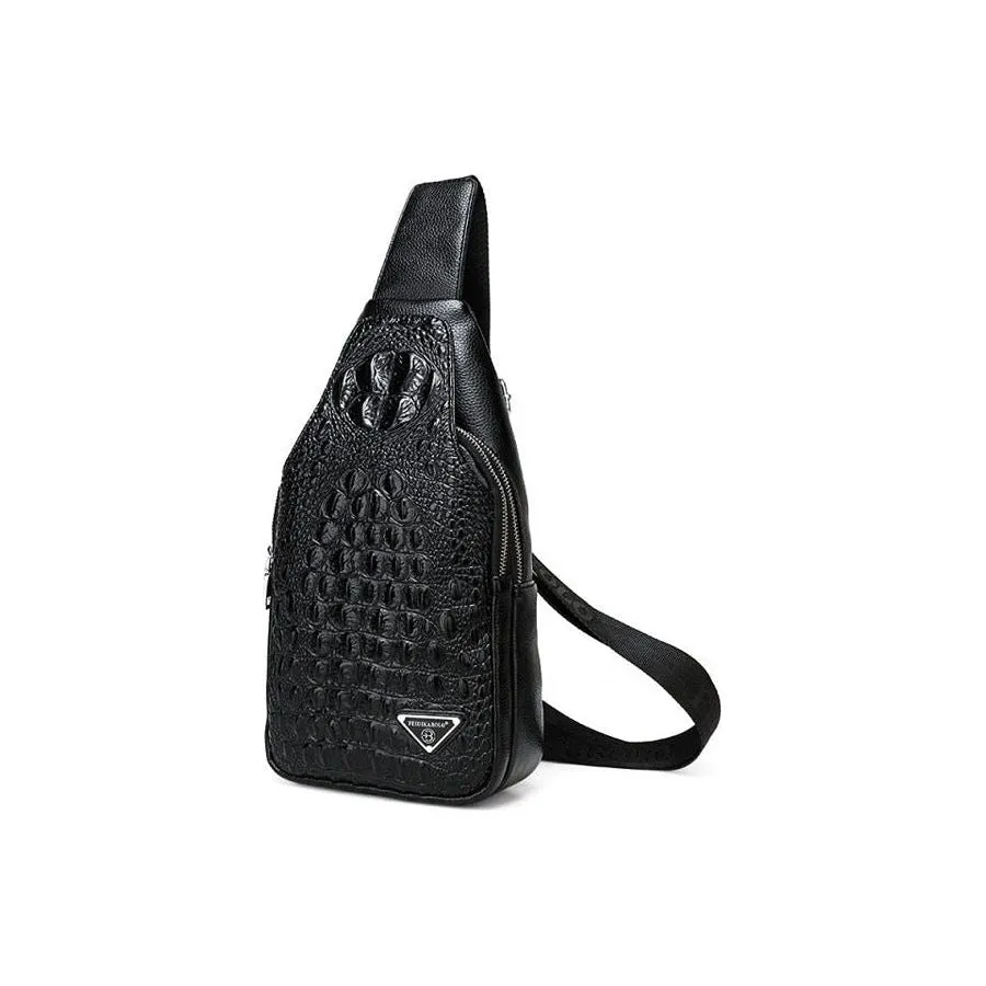 CrocLuxe Exotic Croc-Print Single Strap Sling Backpack