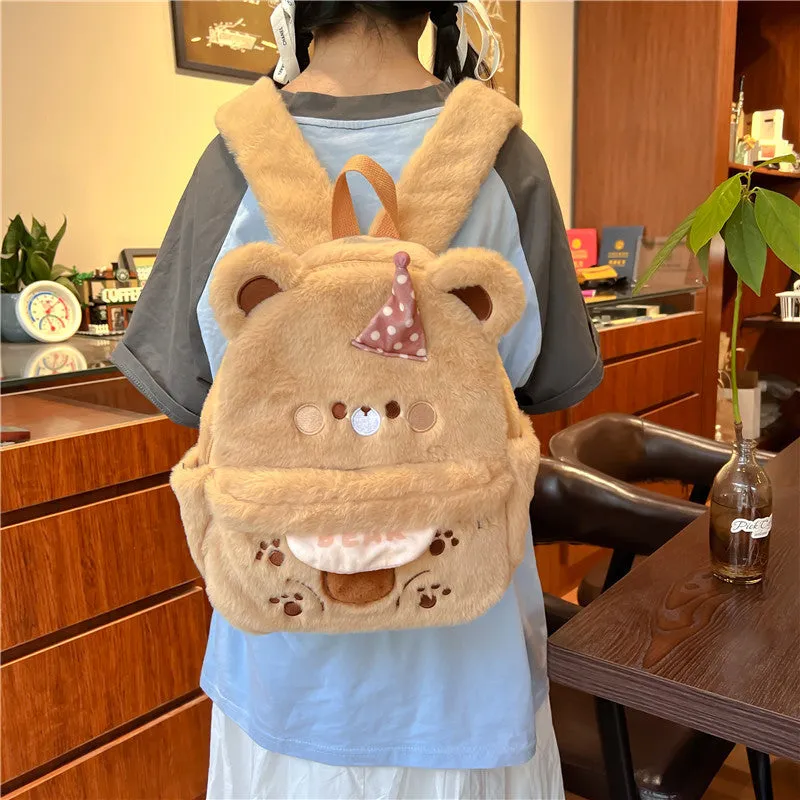 Cute Brown Bear Plush Backpack LY4173