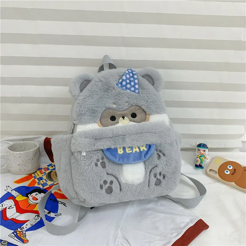 Cute Brown Bear Plush Backpack LY4173