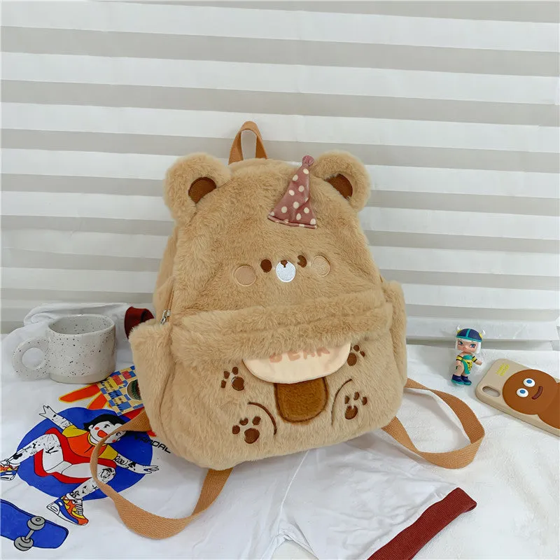 Cute Brown Bear Plush Backpack LY4173