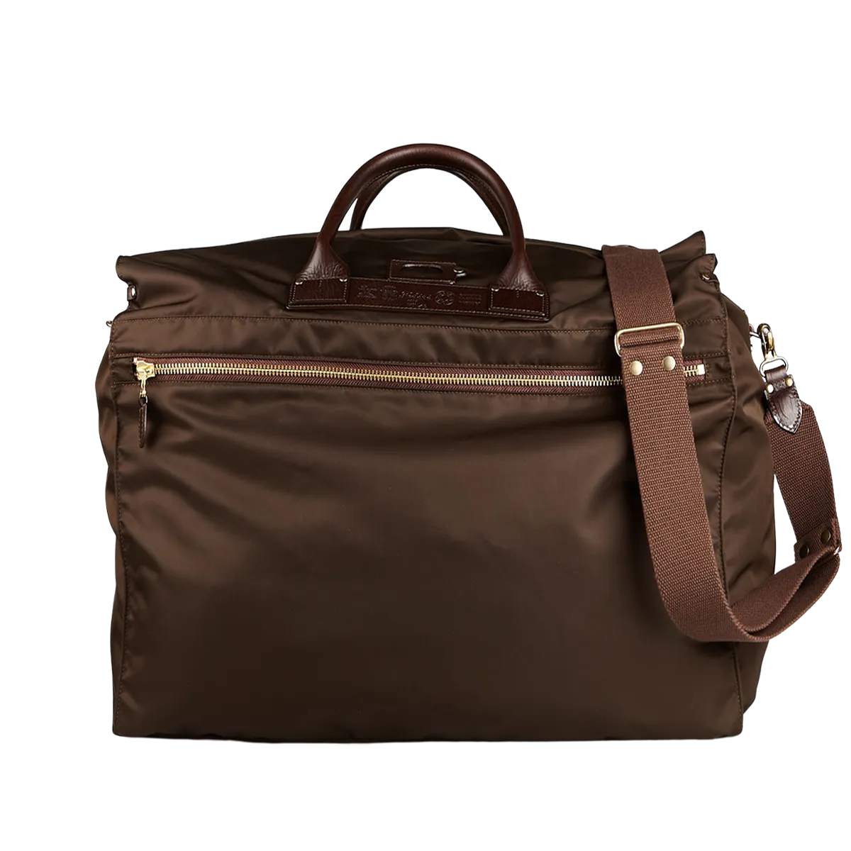 Dark Brown Nylon Leather Large Travel Bag