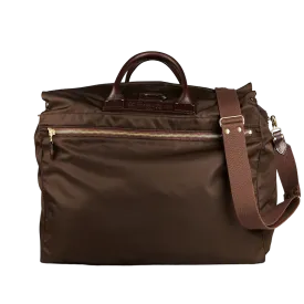 Dark Brown Nylon Leather Large Travel Bag