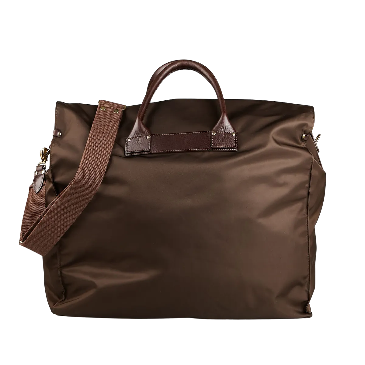 Dark Brown Nylon Leather Large Travel Bag