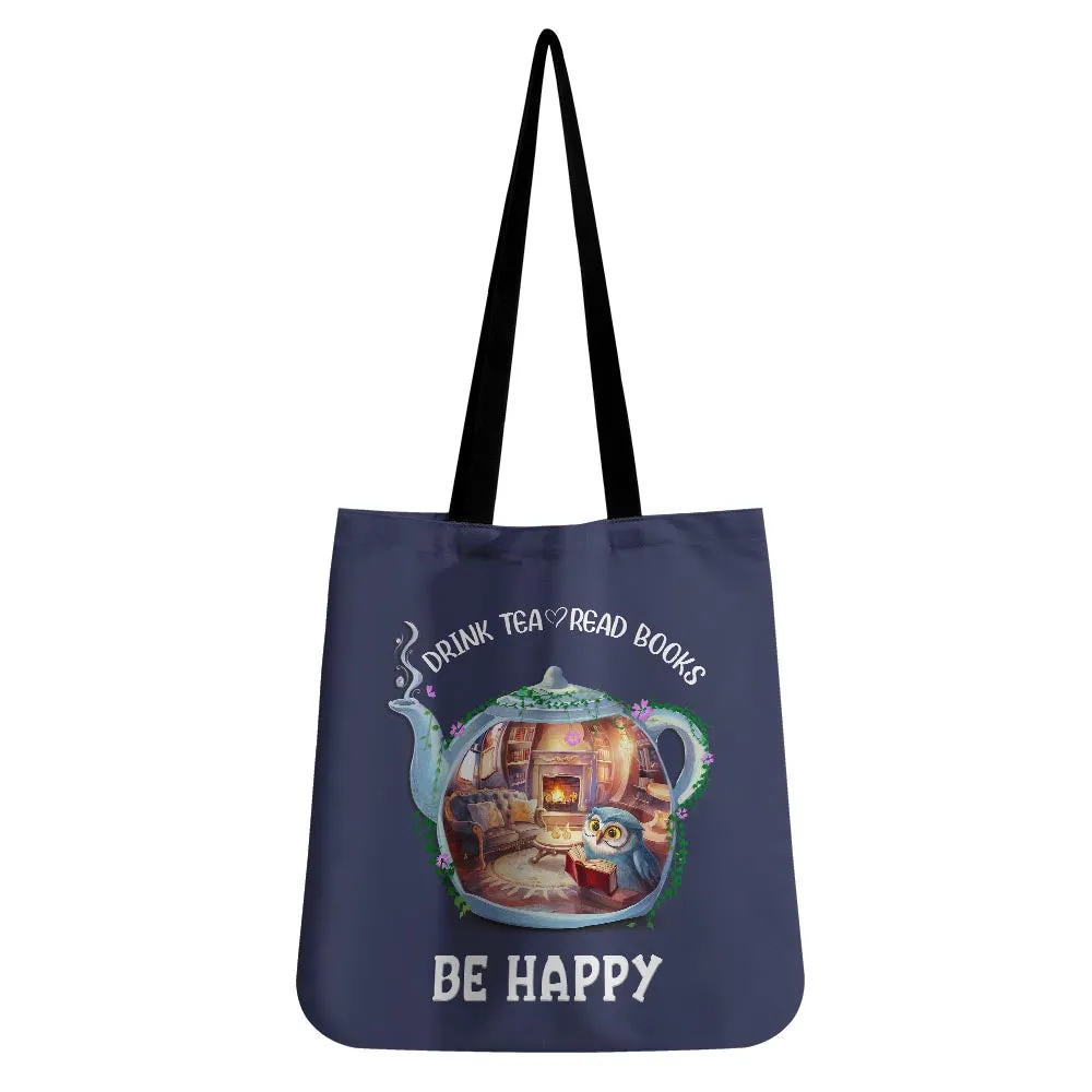 Drink Tea Read Books Teapot Owl Tote Bag TBF2036