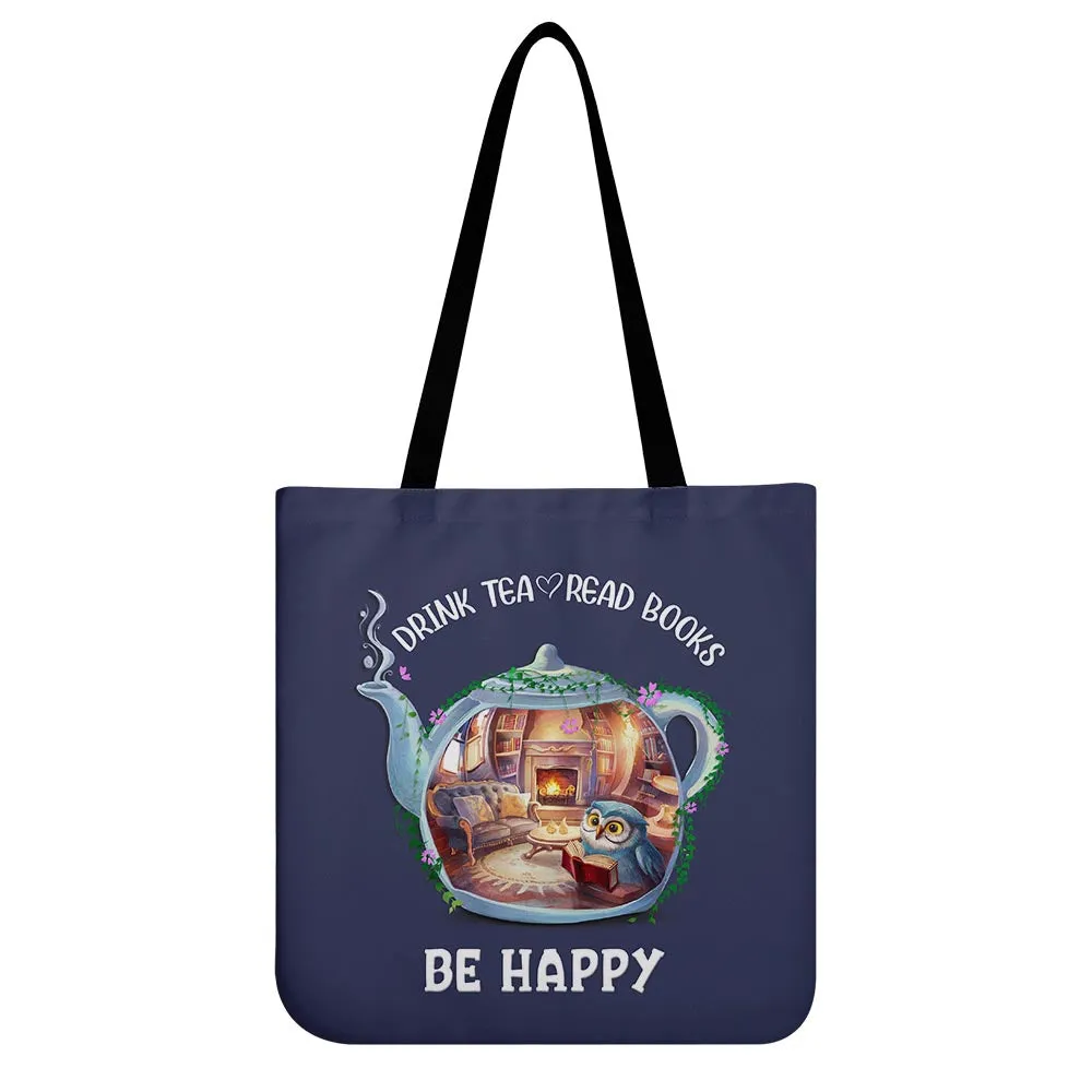 Drink Tea Read Books Teapot Owl Tote Bag TBF2036