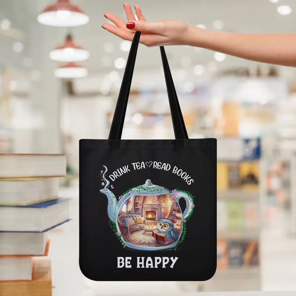 Drink Tea Read Books Teapot Owl Tote Bag TBF2036