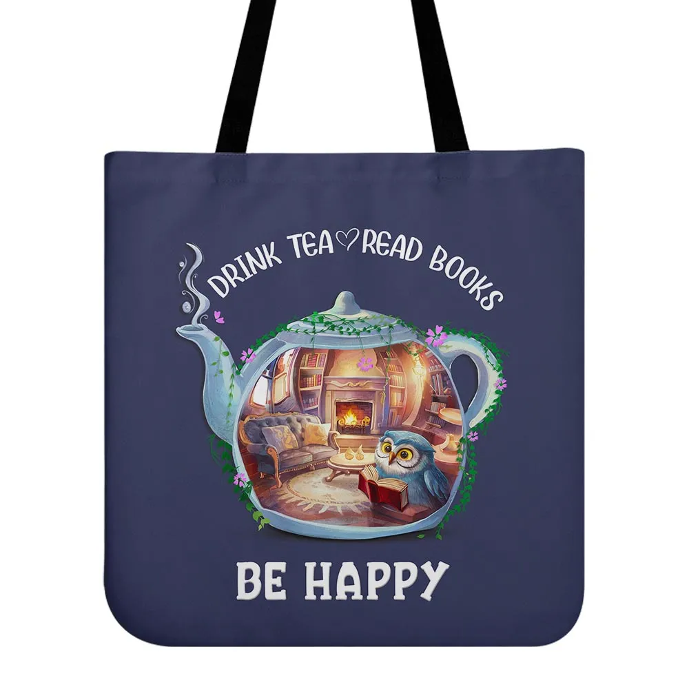 Drink Tea Read Books Teapot Owl Tote Bag TBF2036