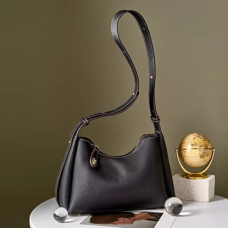 ElegantLux Genuine Leather Hasp Closure Shoulder Bag