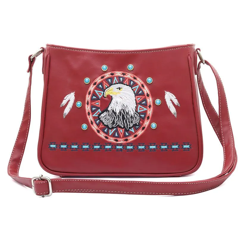 Embroidered Crossbody Purse - Eagle Design