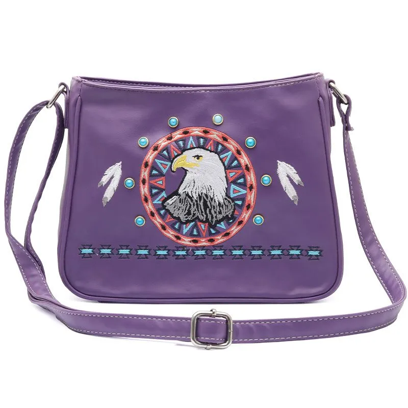 Embroidered Crossbody Purse - Eagle Design