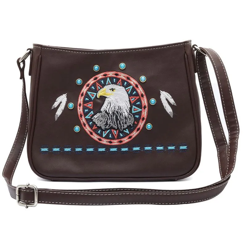 Embroidered Crossbody Purse - Eagle Design