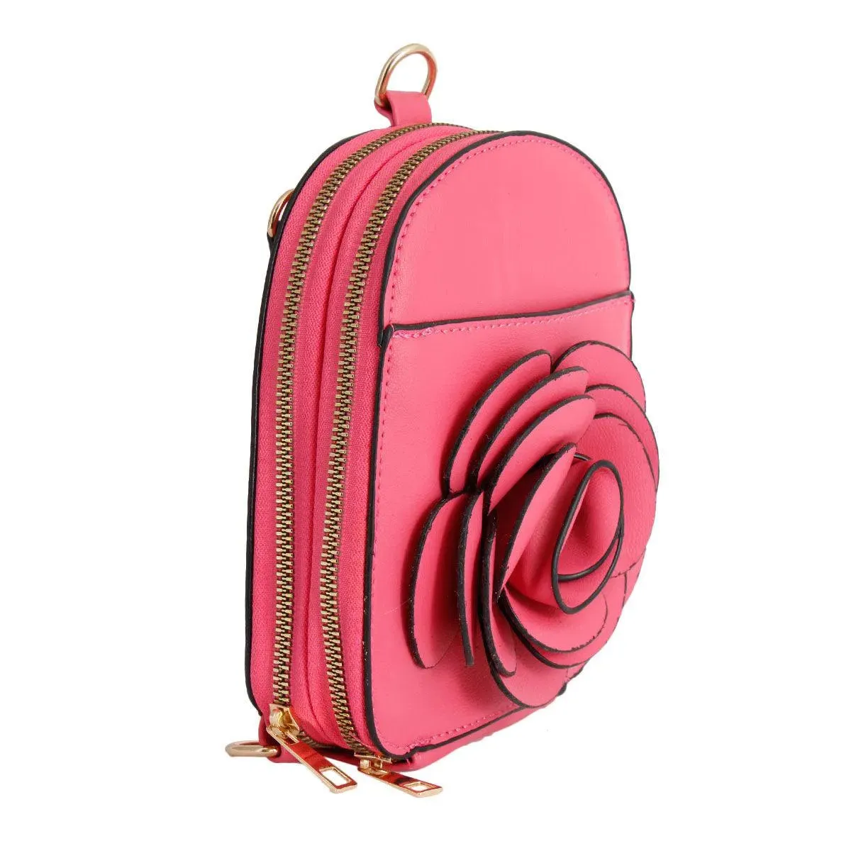 Fuchsia Pink Vegan Leather Floral Mini Backpack: Stylish & Secure