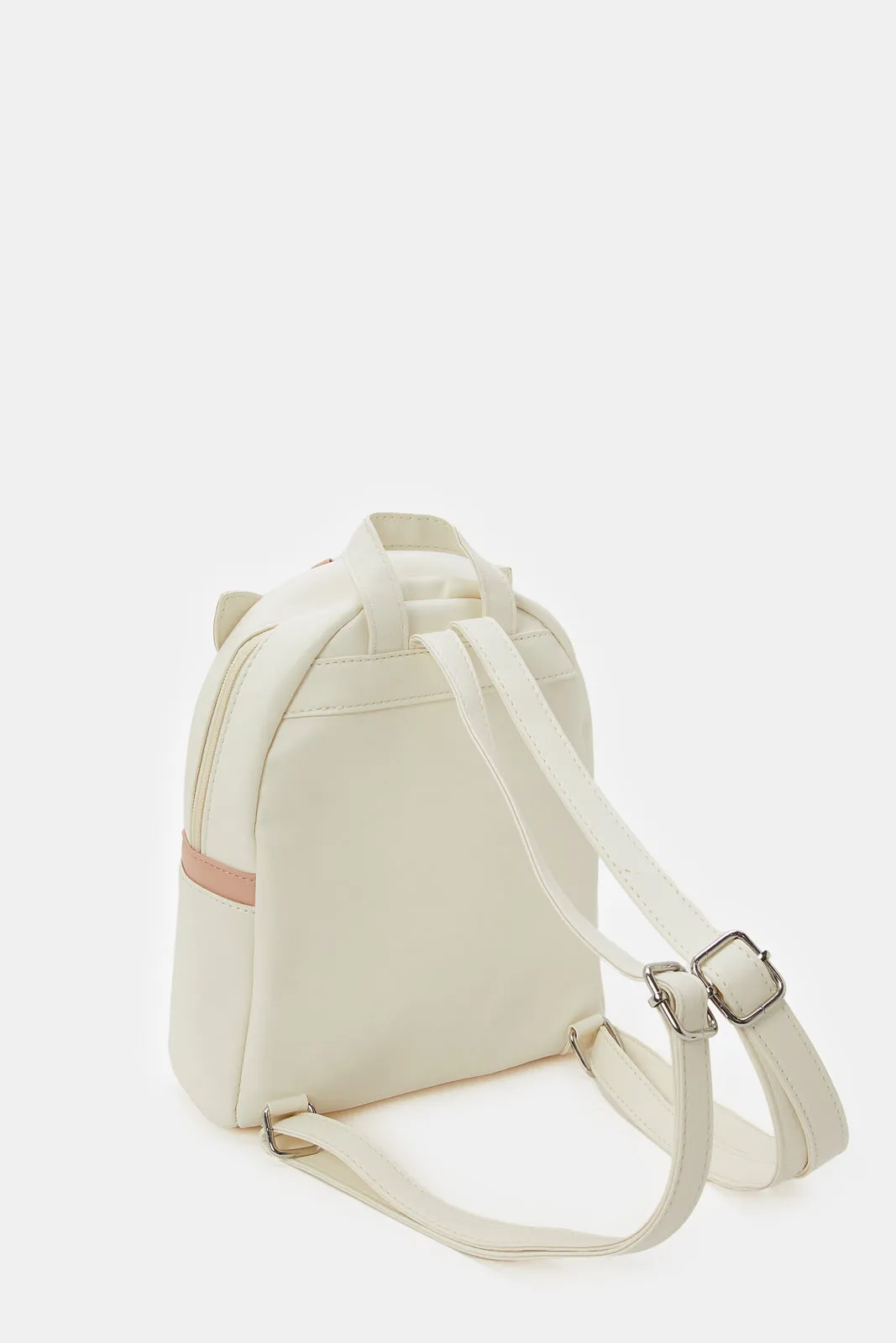 Girls Beige Embellished Backpack