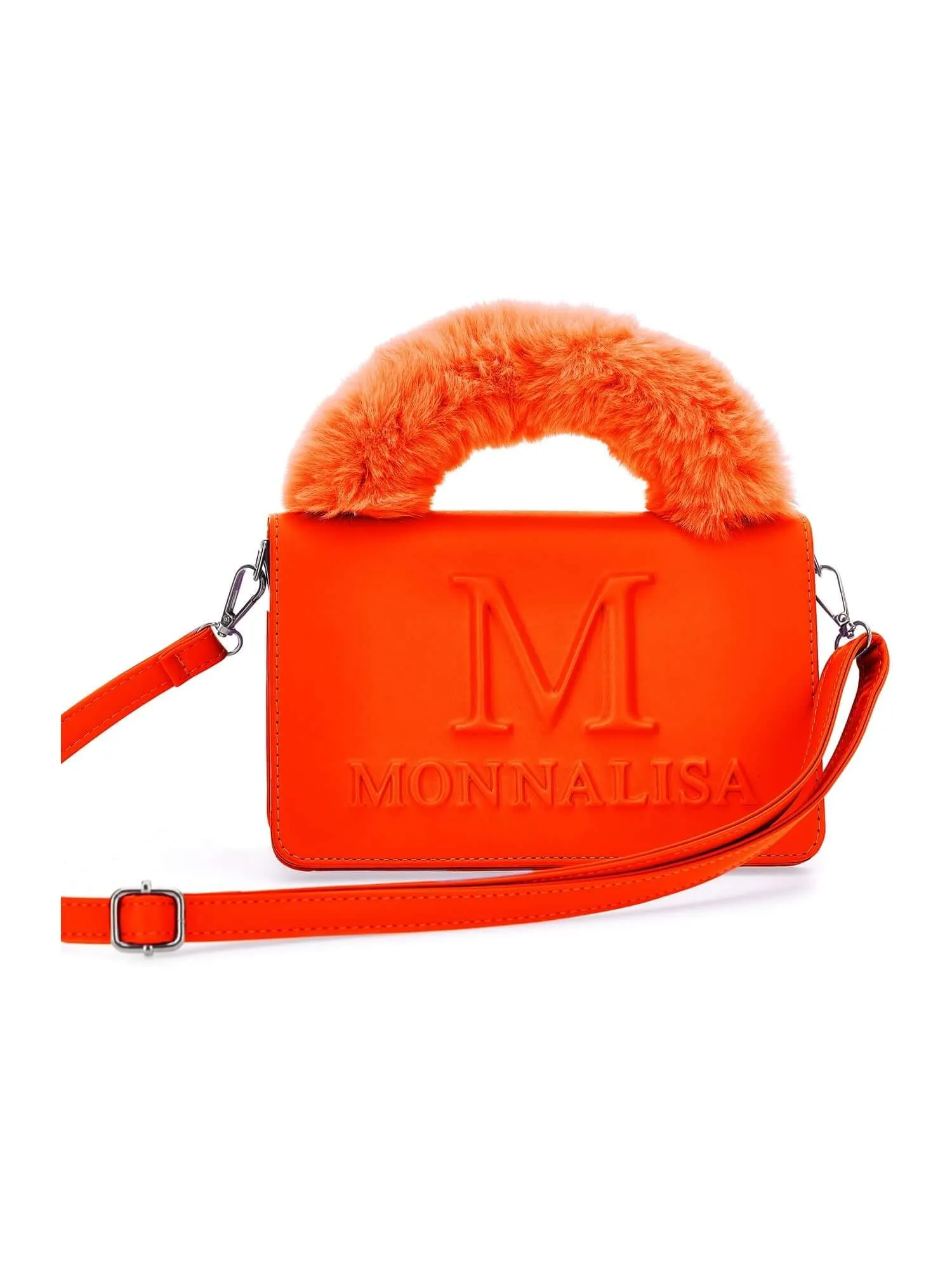 Girls Orange Faux Fur Bag