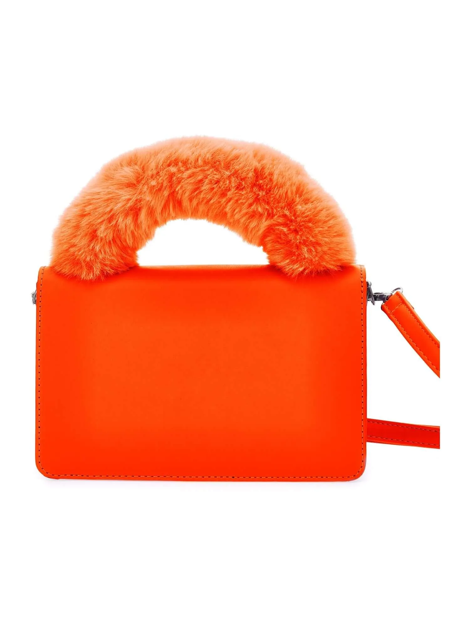 Girls Orange Faux Fur Bag