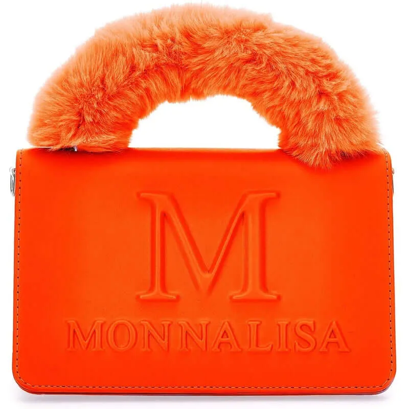 Girls Orange Faux Fur Bag