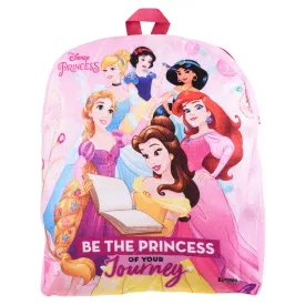 Heart Home Disney Princess Backpack | 2 Compartment Velvet School Bag | School Bag for Kids | Kids School Backpack | Backpack for School | Pink