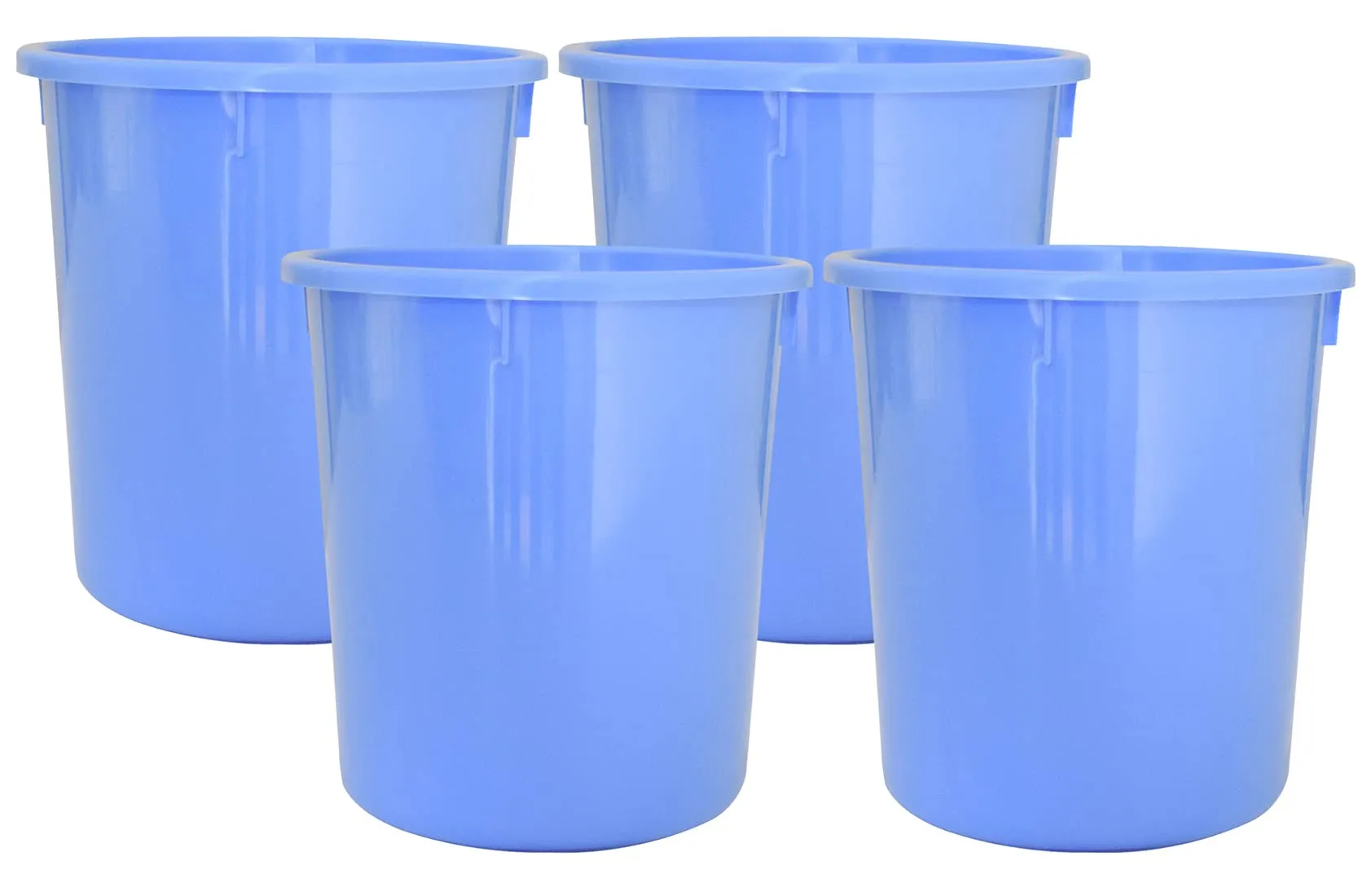 Heart Home Plastic Open Dustbin, Trash Bin, Garbage Bin, Waste Bin, 5Ltr.- Pack of 4 (Black & Blue)-47HH01064