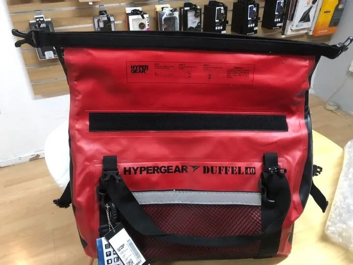 HyperGear Duffel Bag 40L  Travel Bag - 100% Waterproof, Lightweight and Heavy Duty - Red