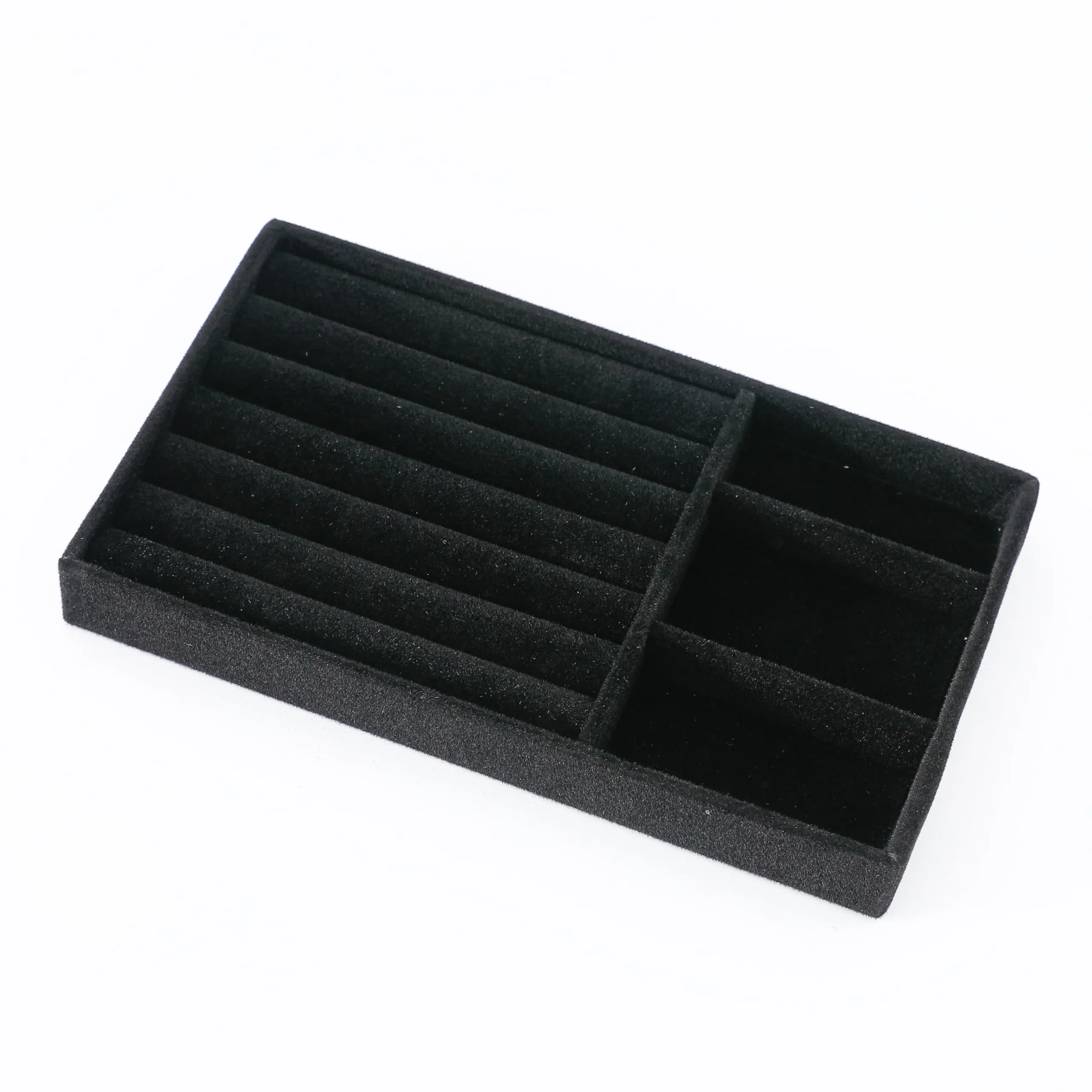 Kuber Industries 12 Pieces Velvet Jewelry Trays Organizer | Jewelry Storage Box | Jewelry Organizer | Showcase Holder Dresser Organizer for Earring Necklace Bracelet Ring | Pack of 3 |YBL4-03 |Black