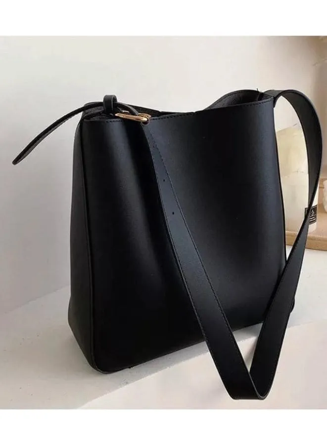 Leather Bucket Bag for Women with a Small Purse inside, 2pc