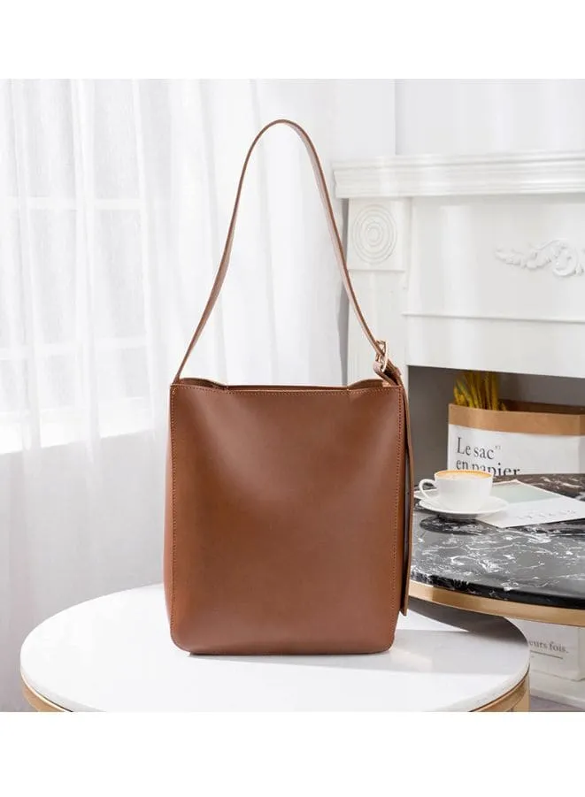 Leather Bucket Bag for Women with a Small Purse inside, 2pc