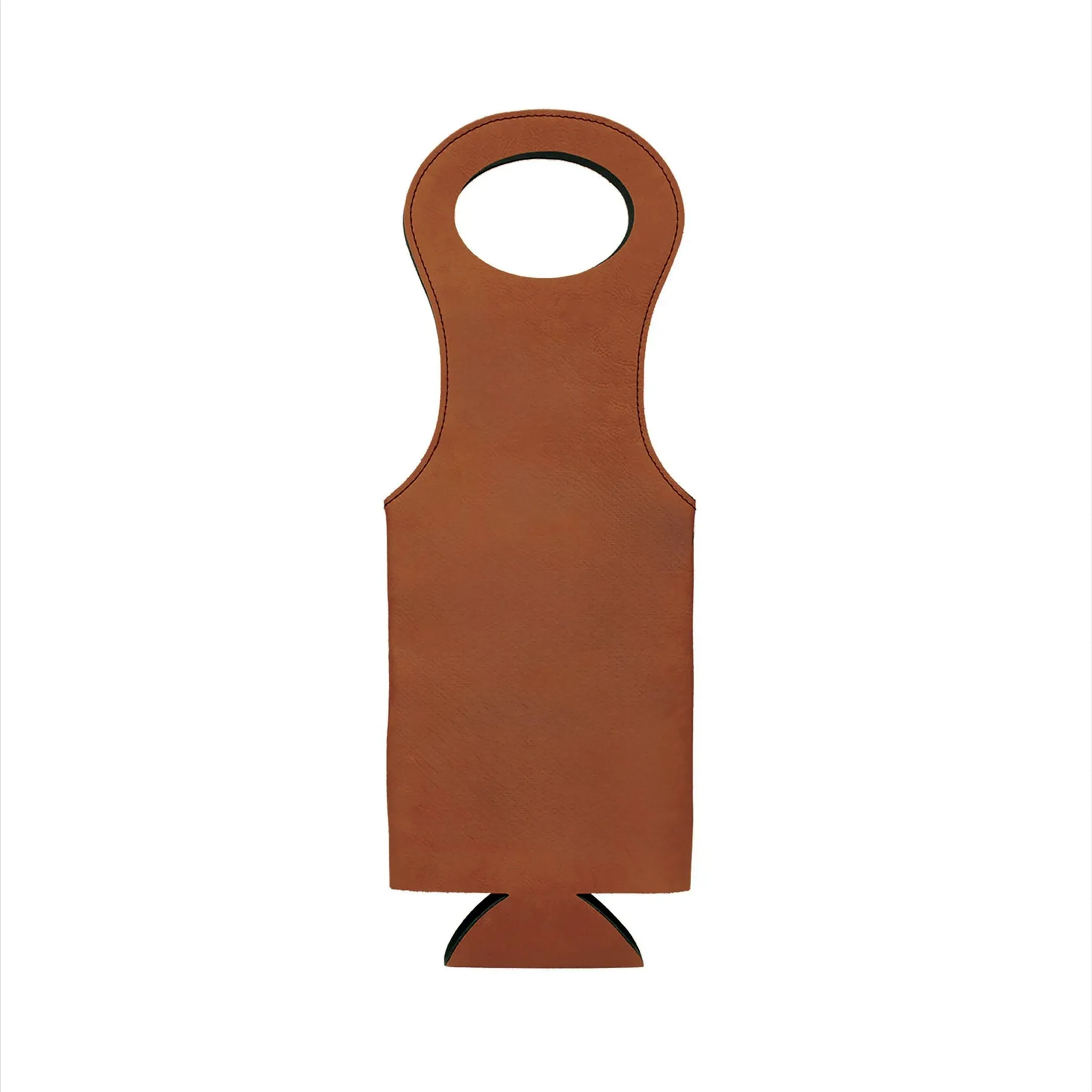 Leatherette Wine Holder in Caramel - 14.5"