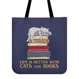 Life Is Better With Cats And Books Book Lovers Gift TBF72