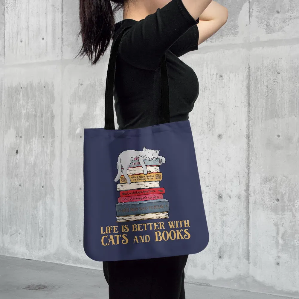 Life Is Better With Cats And Books Book Lovers Gift TBF72