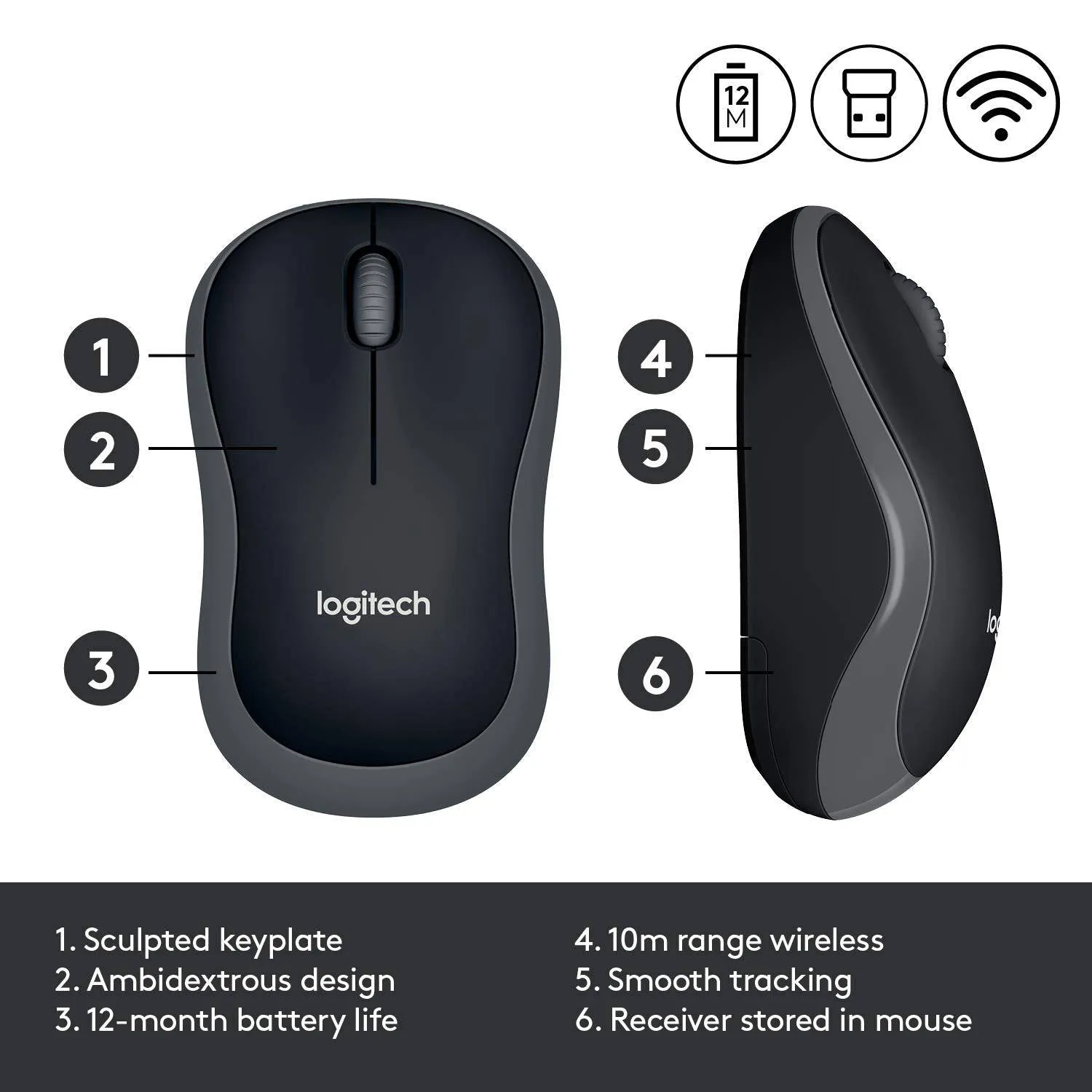 Logitech M185 Compact Wireless Mouse Comfortable easy-to-use mouse with reliable durability