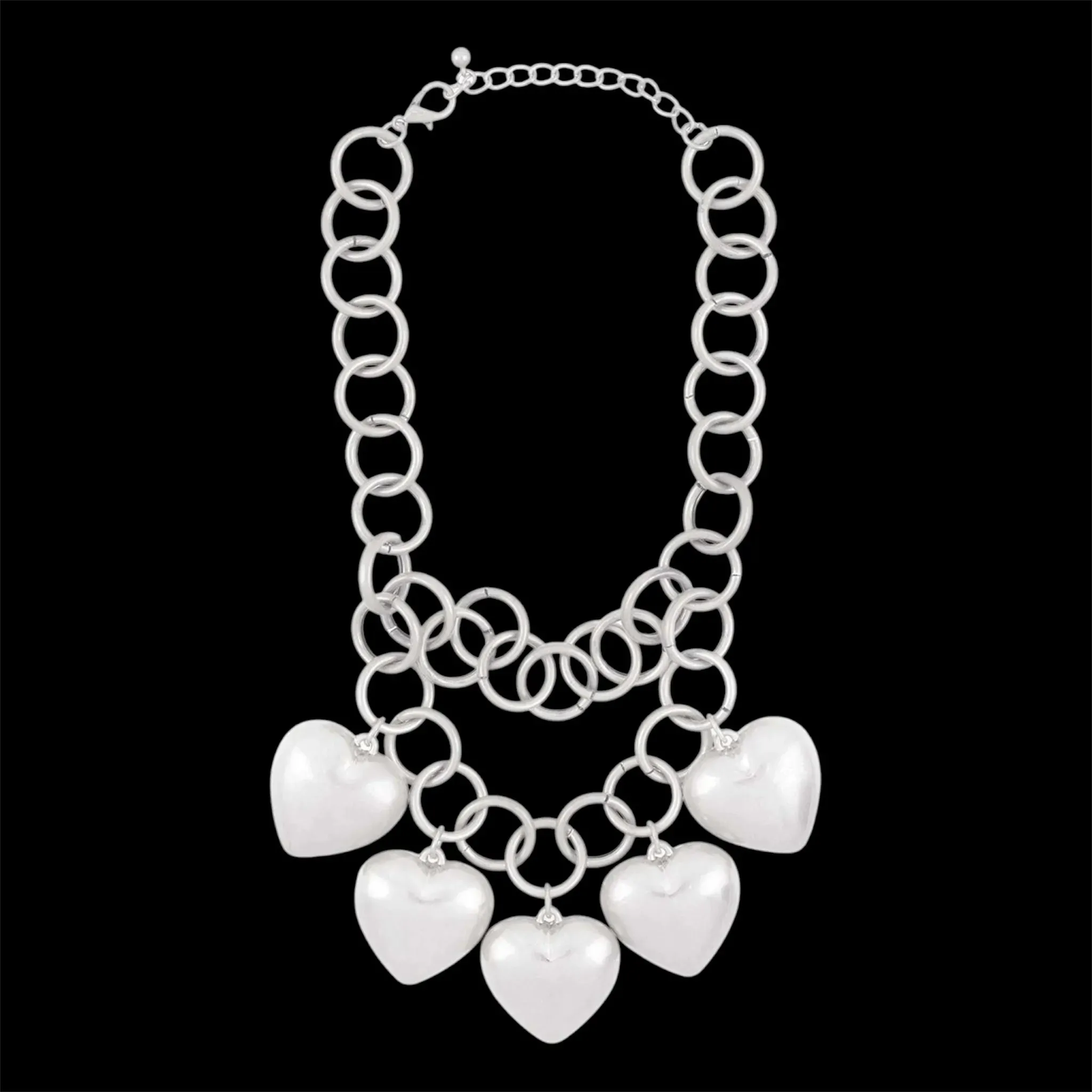 Matte Silver Heart Charm Necklace – Elegant, Versatile, and Comfortable