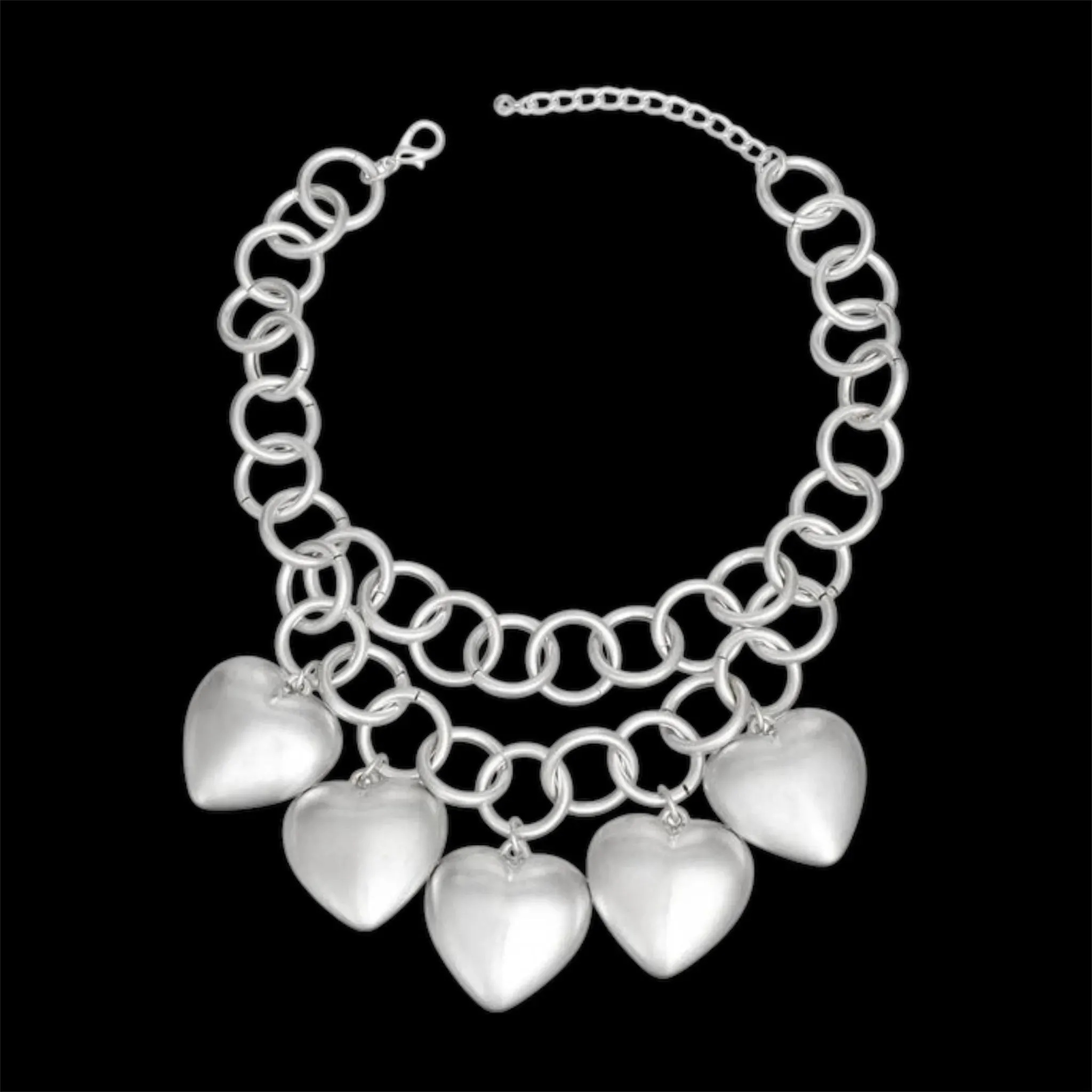 Matte Silver Heart Charm Necklace – Elegant, Versatile, and Comfortable