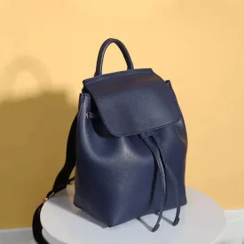 Minimalist Navy Leather College Backpack