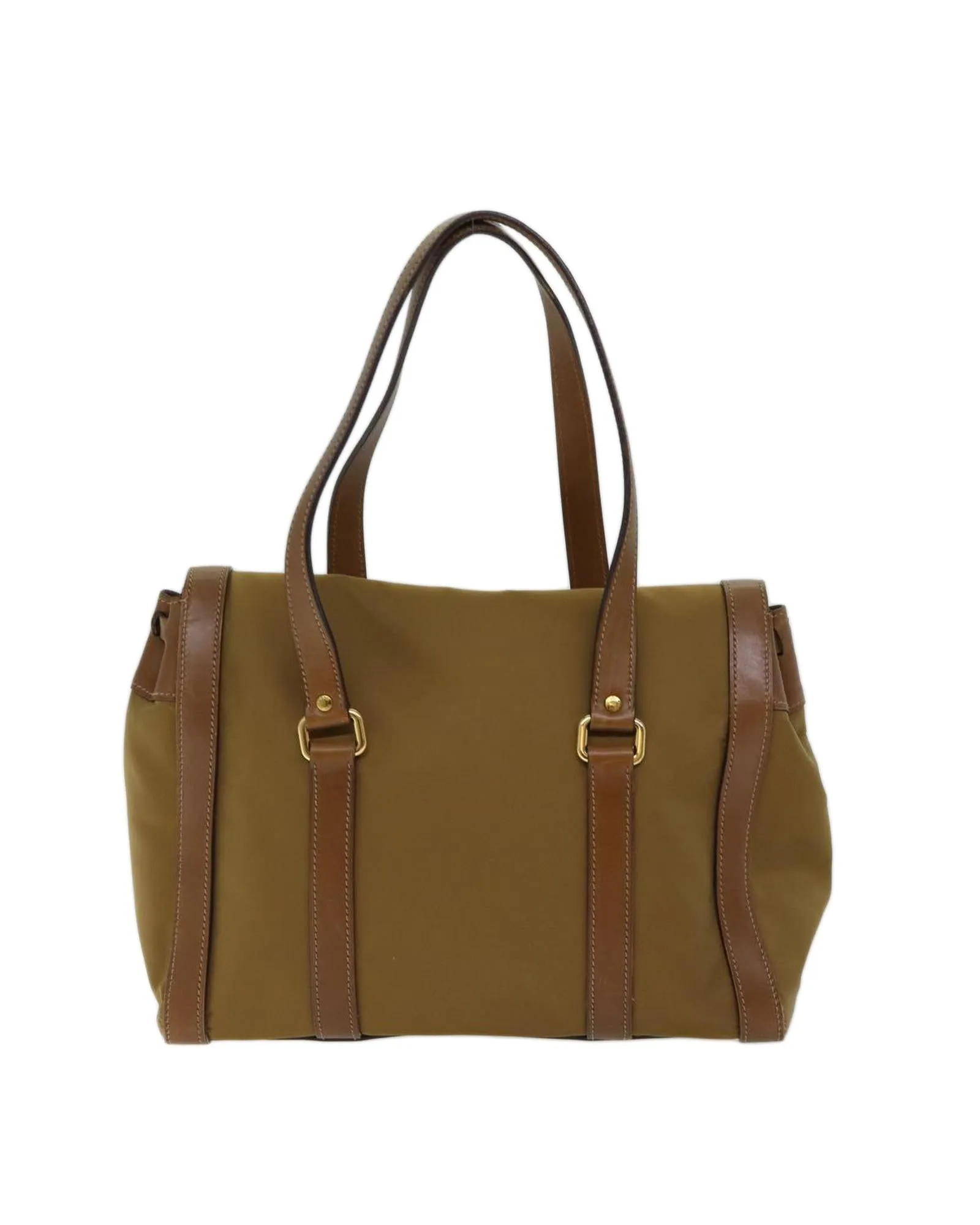 Nylon Leather Brown Shoulder Bag