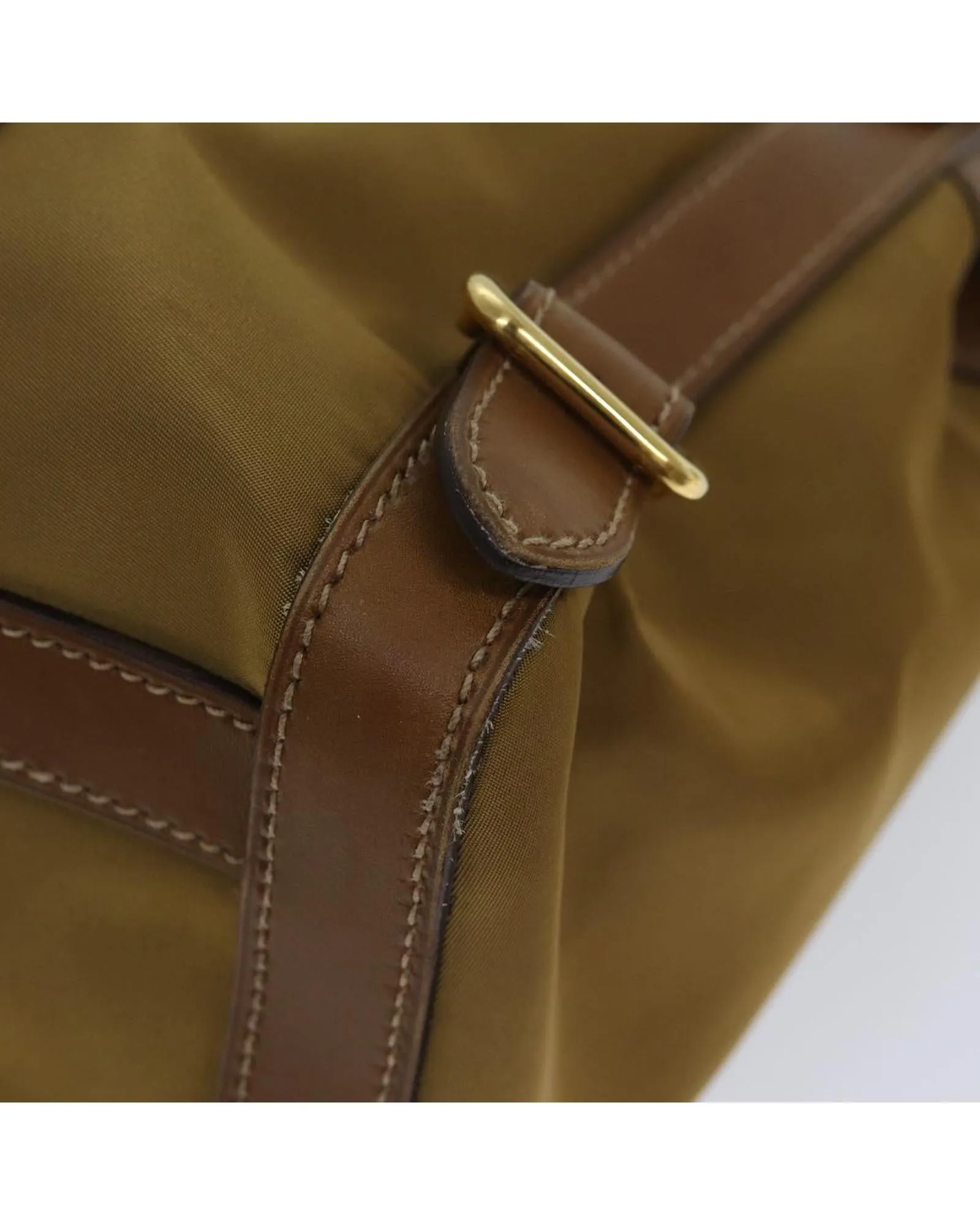 Nylon Leather Brown Shoulder Bag