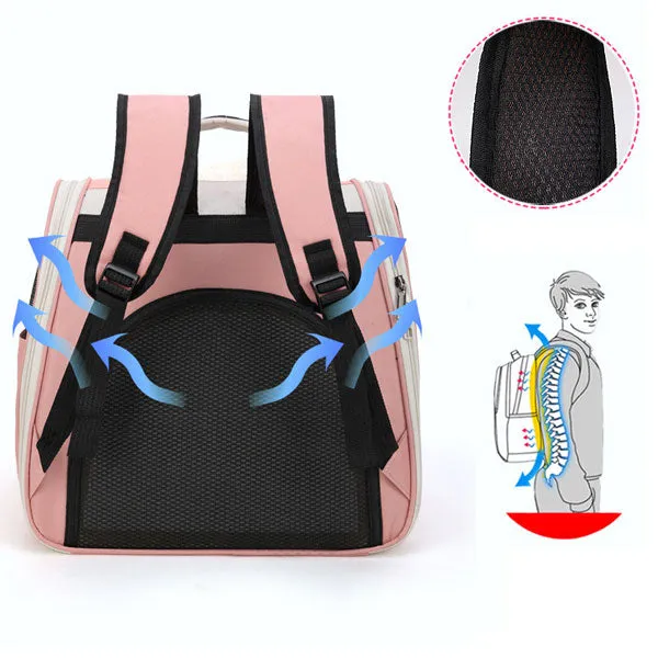 Oxford backpack pet bag foldable portable transparent cat bag solid color breathable and comfortable cat bag