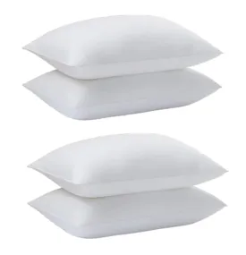 Perfect Sleeper 16x24 Inch Set of 4 Pillows, Soft Density for Stomach and Back Sleepers, Standard, Pack of 4, White, 41 x 61 cm - Plain White